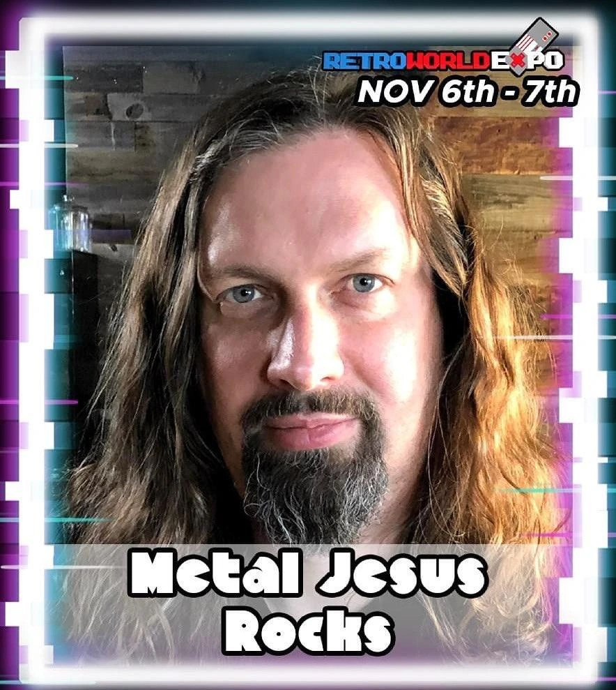 Retro gaming hosts and event artwork show community around Metal Jesus Rocks.