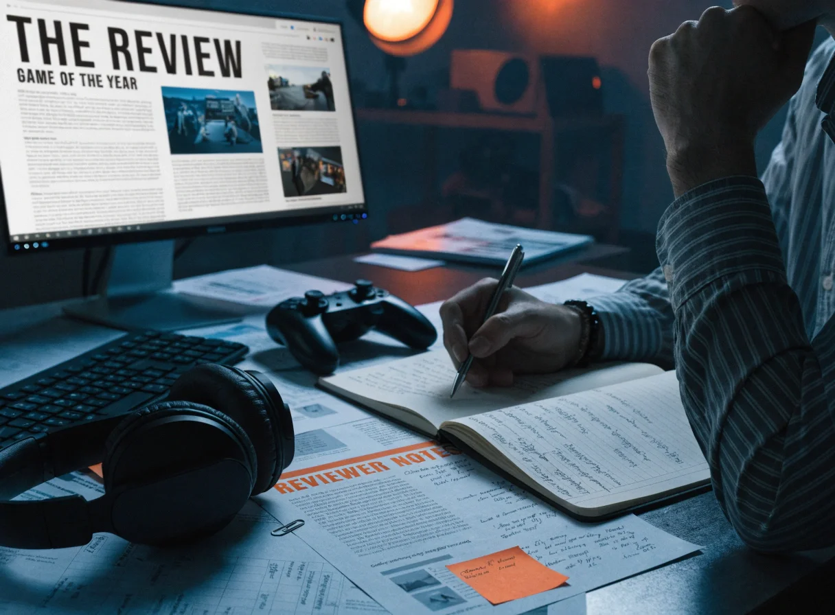 Editorial workspace for gaming reviews and analysis