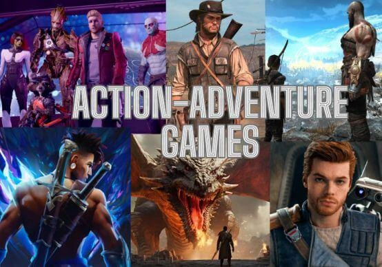 Diverse game genres competing under broad award classifications.